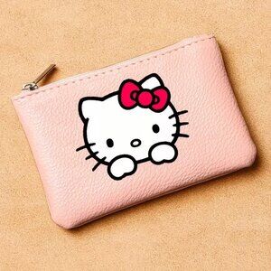 Hello Kitty Mini Wallet / Coin Purse Color Pink Size 3.2"h x 4.9"w Zipper
